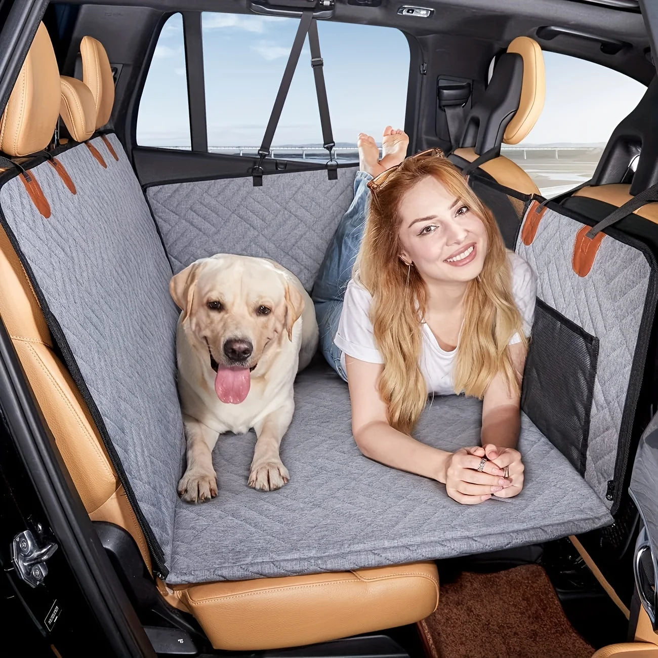 š¶ Manozzi TravelBed⢠ā Luxe Waterdichte Achterbankbeschermer & Honden Autobed