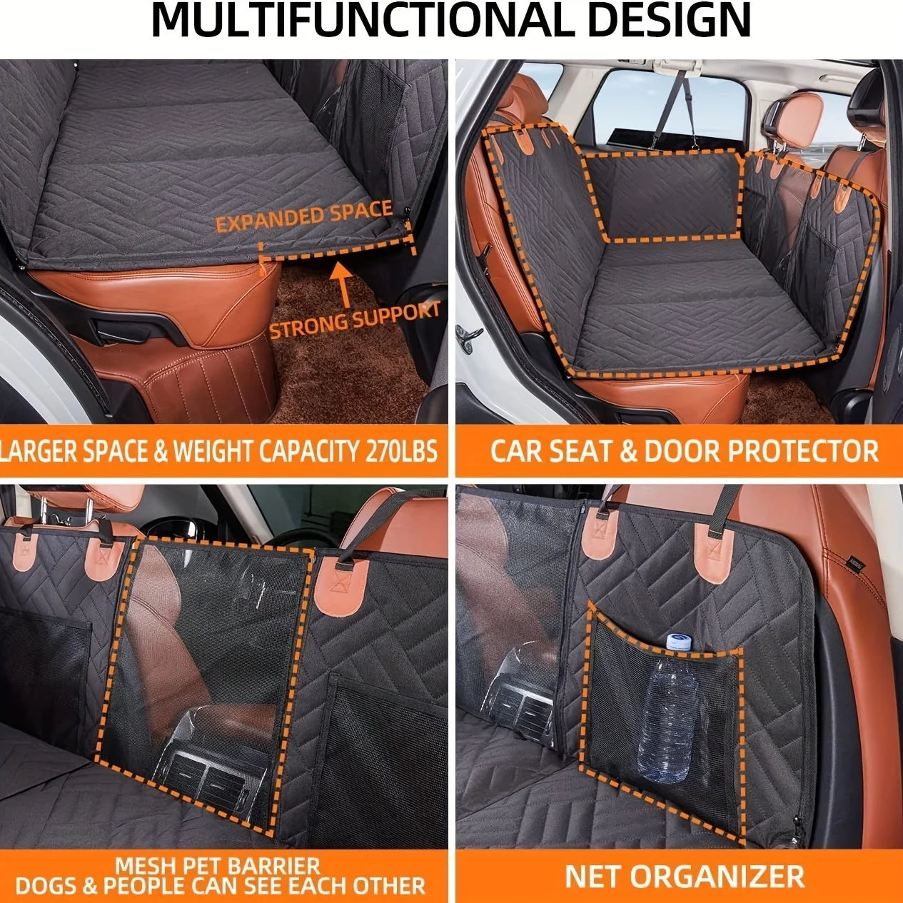 š¶ Manozzi TravelBed⢠ā Luxe Waterdichte Achterbankbeschermer & Honden Autobed