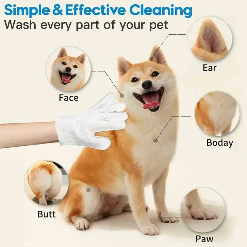 💧 Manozzi CleanGlove™Bestel 4 pakken en betaal €25!!! – Waterloze verzorgingshandschoenen voor Katten & Honden