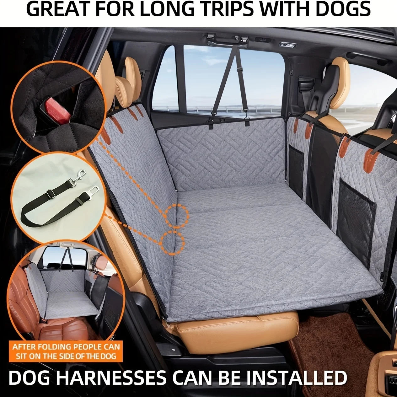 š¶ Manozzi TravelBed⢠ā Luxe Waterdichte Achterbankbeschermer & Honden Autobed